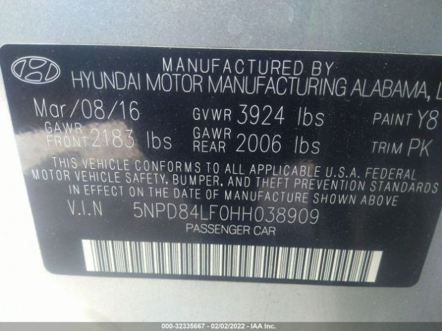 Photo 8 VIN: 5NPD84LF0HH038909 - HYUNDAI ELANTRA 