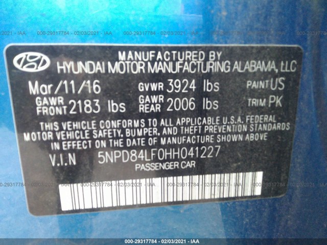 Photo 8 VIN: 5NPD84LF0HH041227 - HYUNDAI ELANTRA 