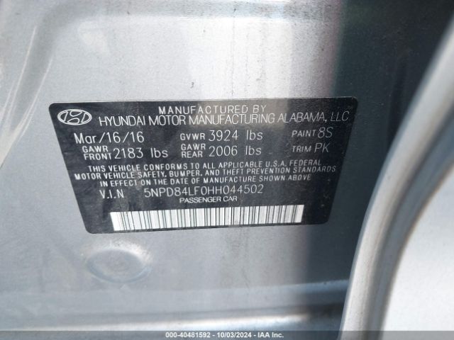 Photo 8 VIN: 5NPD84LF0HH044502 - HYUNDAI ELANTRA 