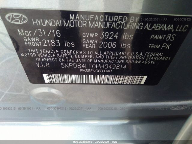 Photo 8 VIN: 5NPD84LF0HH049814 - HYUNDAI ELANTRA 