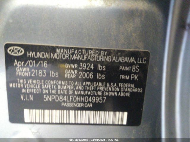 Photo 8 VIN: 5NPD84LF0HH049957 - HYUNDAI ELANTRA 