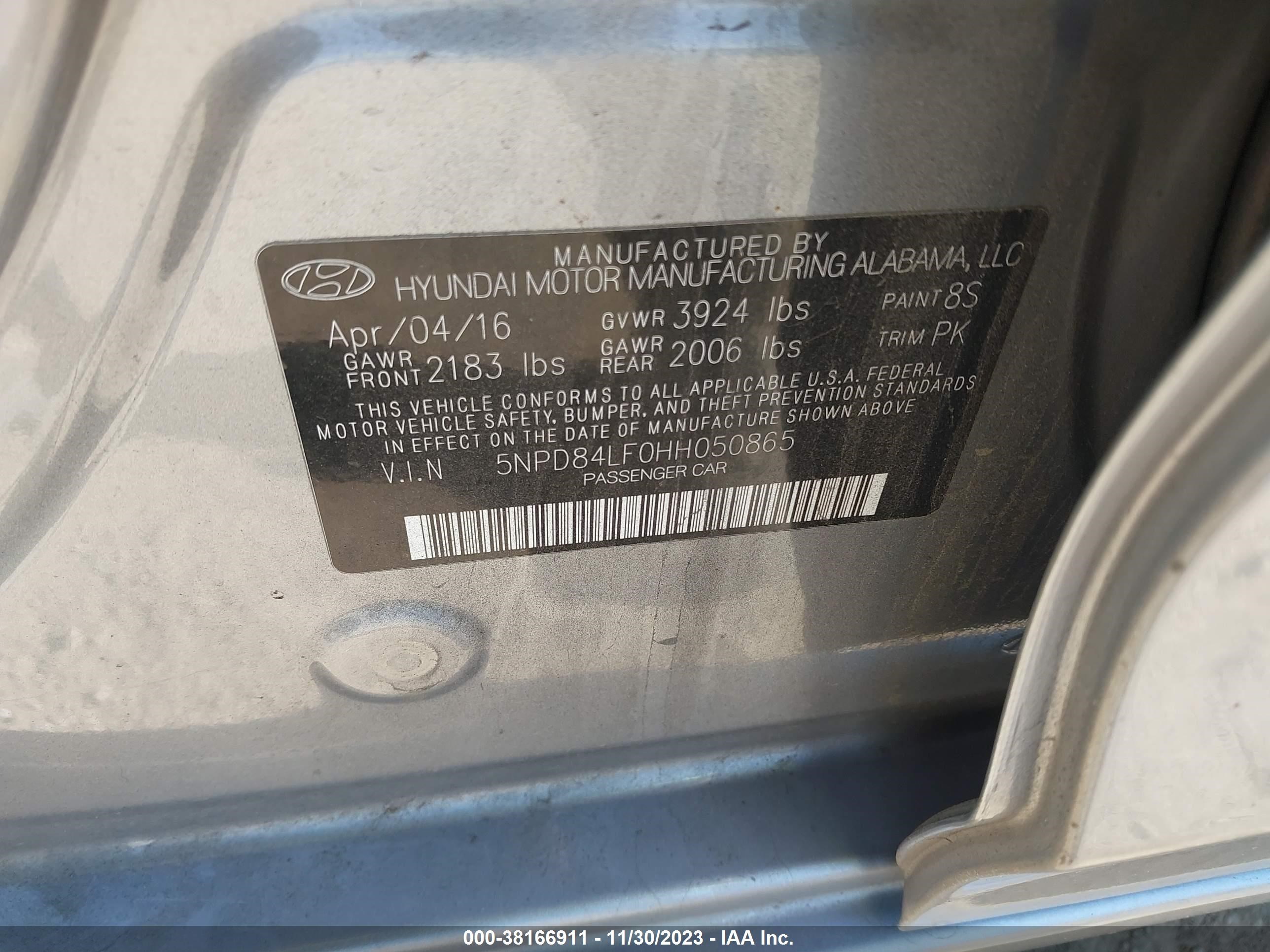 Photo 8 VIN: 5NPD84LF0HH050865 - HYUNDAI ELANTRA 