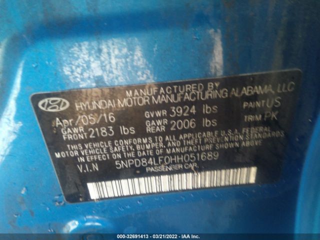 Photo 8 VIN: 5NPD84LF0HH051689 - HYUNDAI ELANTRA 