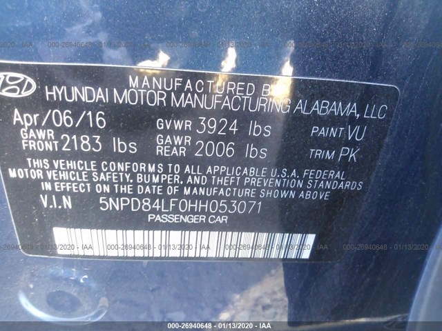 Photo 8 VIN: 5NPD84LF0HH053071 - HYUNDAI ELANTRA 