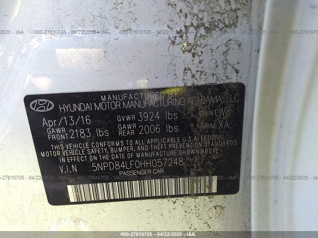 Photo 8 VIN: 5NPD84LF0HH057248 - HYUNDAI ELANTRA 