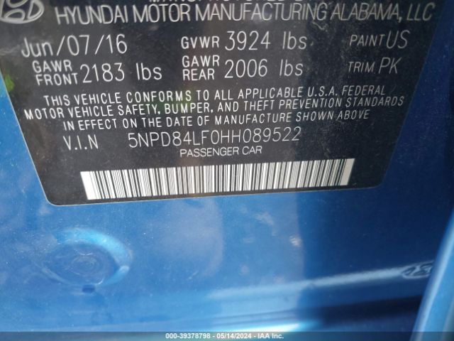 Photo 8 VIN: 5NPD84LF0HH089522 - HYUNDAI ELANTRA 