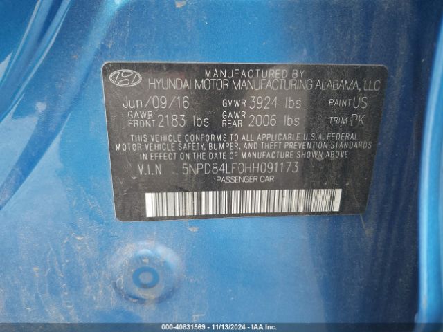 Photo 8 VIN: 5NPD84LF0HH091173 - HYUNDAI ELANTRA 