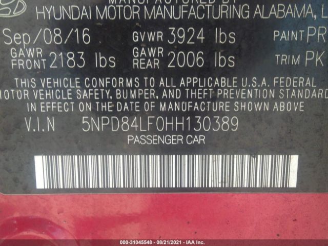 Photo 8 VIN: 5NPD84LF0HH130389 - HYUNDAI ELANTRA 