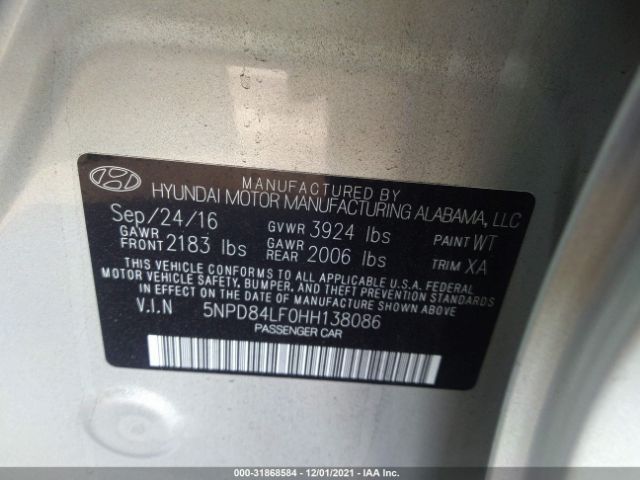 Photo 8 VIN: 5NPD84LF0HH138086 - HYUNDAI ELANTRA 