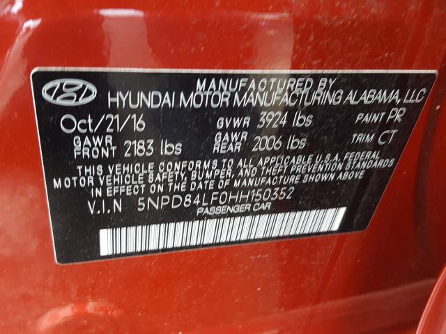 Photo 9 VIN: 5NPD84LF0HH150352 - HYUNDAI ELANTRA SE 