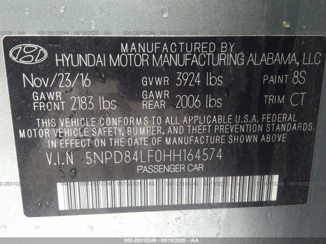 Photo 8 VIN: 5NPD84LF0HH164574 - HYUNDAI ELANTRA 