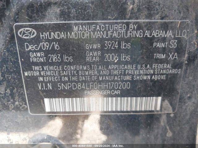 Photo 8 VIN: 5NPD84LF0HH170200 - HYUNDAI ELANTRA 