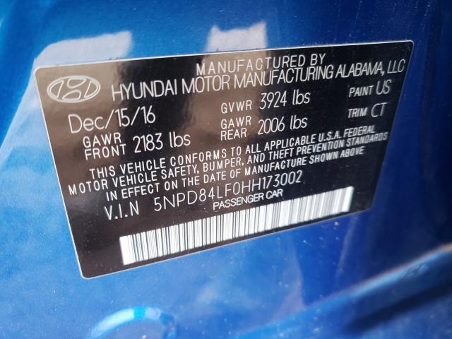 Photo 9 VIN: 5NPD84LF0HH173002 - HYUNDAI ELANTRA SE 