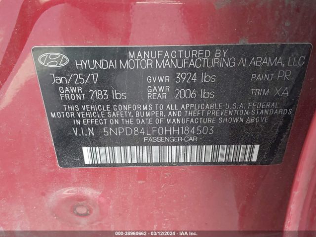 Photo 8 VIN: 5NPD84LF0HH184503 - HYUNDAI ELANTRA 