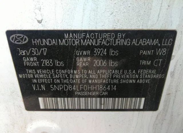 Photo 8 VIN: 5NPD84LF0HH186414 - HYUNDAI ELANTRA 