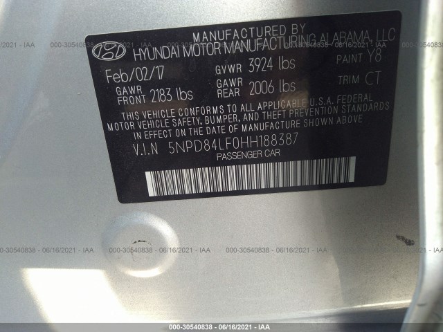 Photo 8 VIN: 5NPD84LF0HH188387 - HYUNDAI ELANTRA 