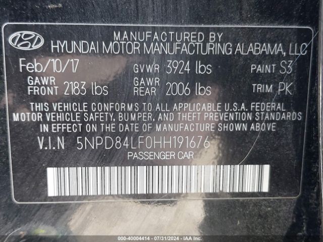 Photo 8 VIN: 5NPD84LF0HH191676 - HYUNDAI ELANTRA 