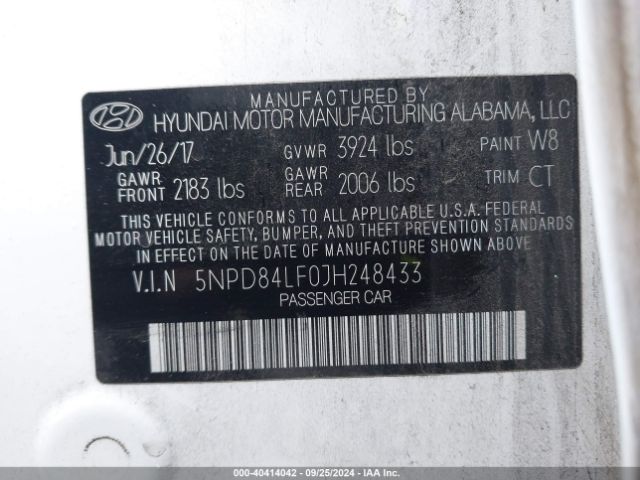 Photo 8 VIN: 5NPD84LF0JH248433 - HYUNDAI ELANTRA 