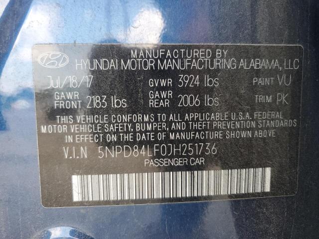 Photo 12 VIN: 5NPD84LF0JH251736 - HYUNDAI ELANTRA SE 