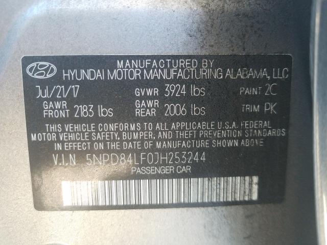 Photo 9 VIN: 5NPD84LF0JH253244 - HYUNDAI ELANTRA SE 