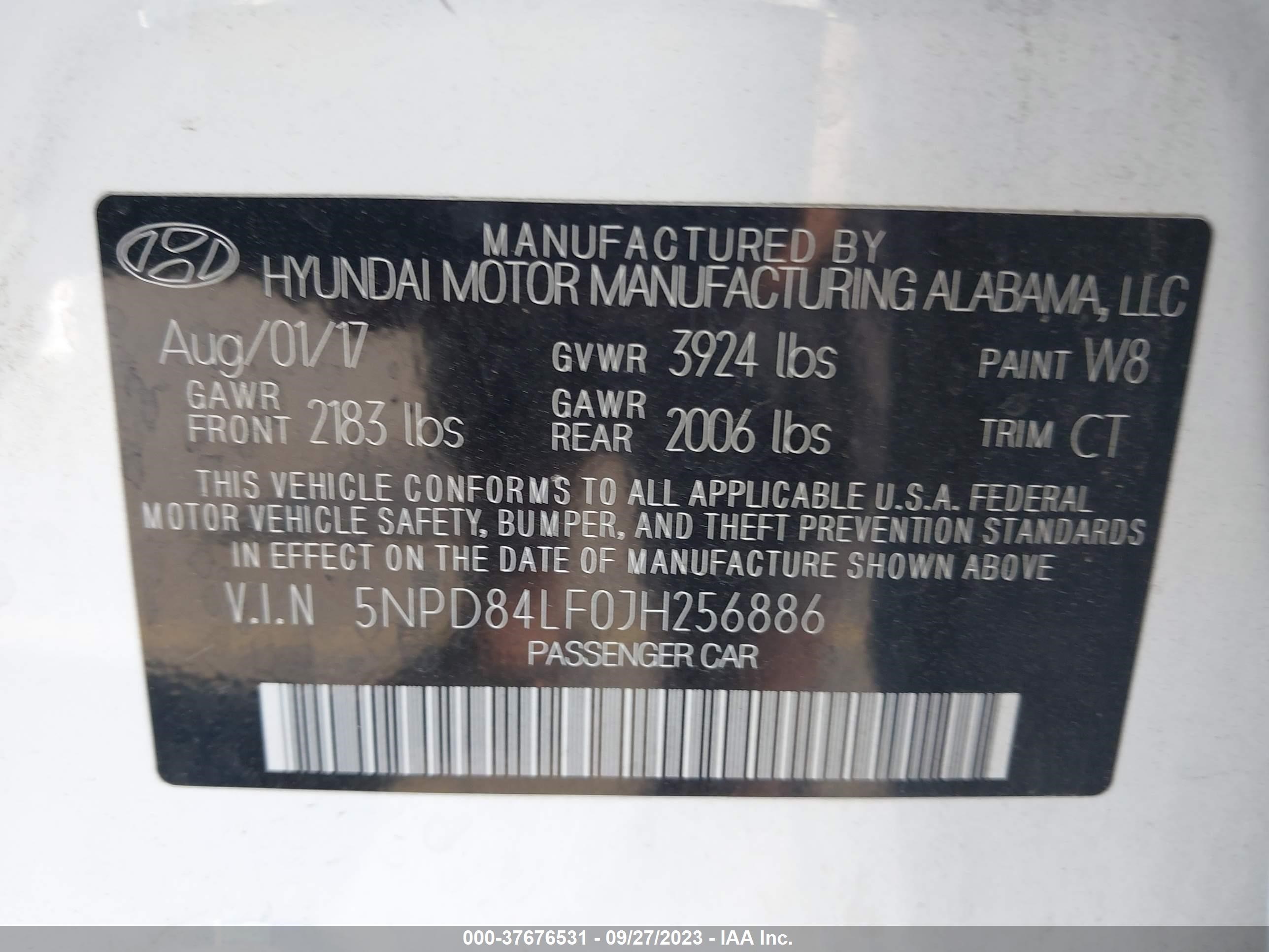 Photo 8 VIN: 5NPD84LF0JH256886 - HYUNDAI ELANTRA 