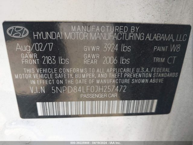 Photo 8 VIN: 5NPD84LF0JH257472 - HYUNDAI ELANTRA 