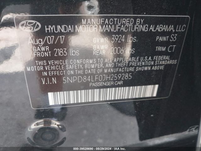 Photo 8 VIN: 5NPD84LF0JH259285 - HYUNDAI ELANTRA 