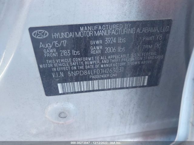 Photo 8 VIN: 5NPD84LF0JH263031 - HYUNDAI ELANTRA 