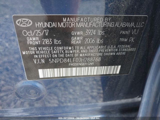 Photo 8 VIN: 5NPD84LF0JH288768 - HYUNDAI ELANTRA 