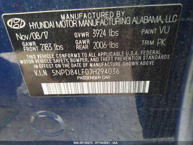 Photo 8 VIN: 5NPD84LF0JH294036 - HYUNDAI ELANTRA 