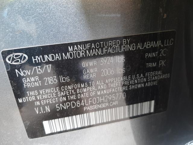 Photo 9 VIN: 5NPD84LF0JH295770 - HYUNDAI ELANTRA SE 