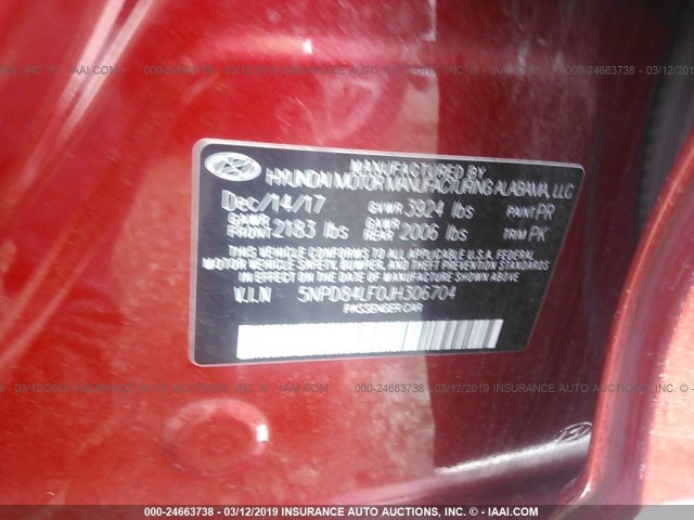 Photo 8 VIN: 5NPD84LF0JH306704 - HYUNDAI ELANTRA 