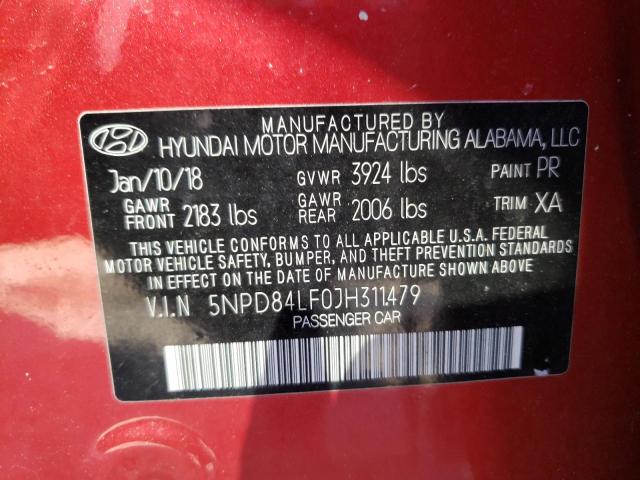 Photo 9 VIN: 5NPD84LF0JH311479 - HYUNDAI ELANTRA SE 