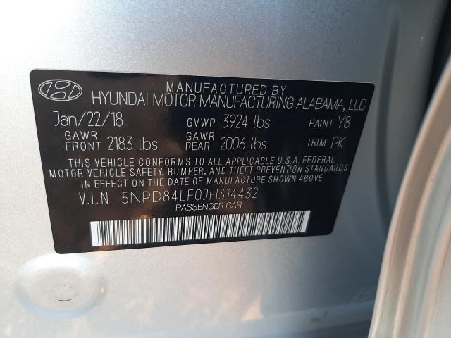 Photo 9 VIN: 5NPD84LF0JH314432 - HYUNDAI ELANTRA 