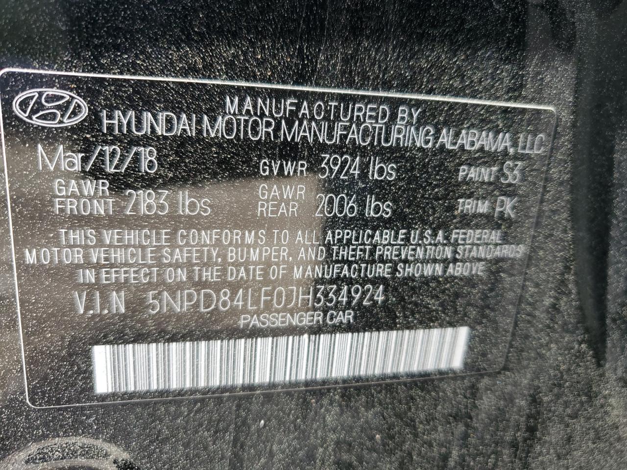 Photo 11 VIN: 5NPD84LF0JH334924 - HYUNDAI ELANTRA 