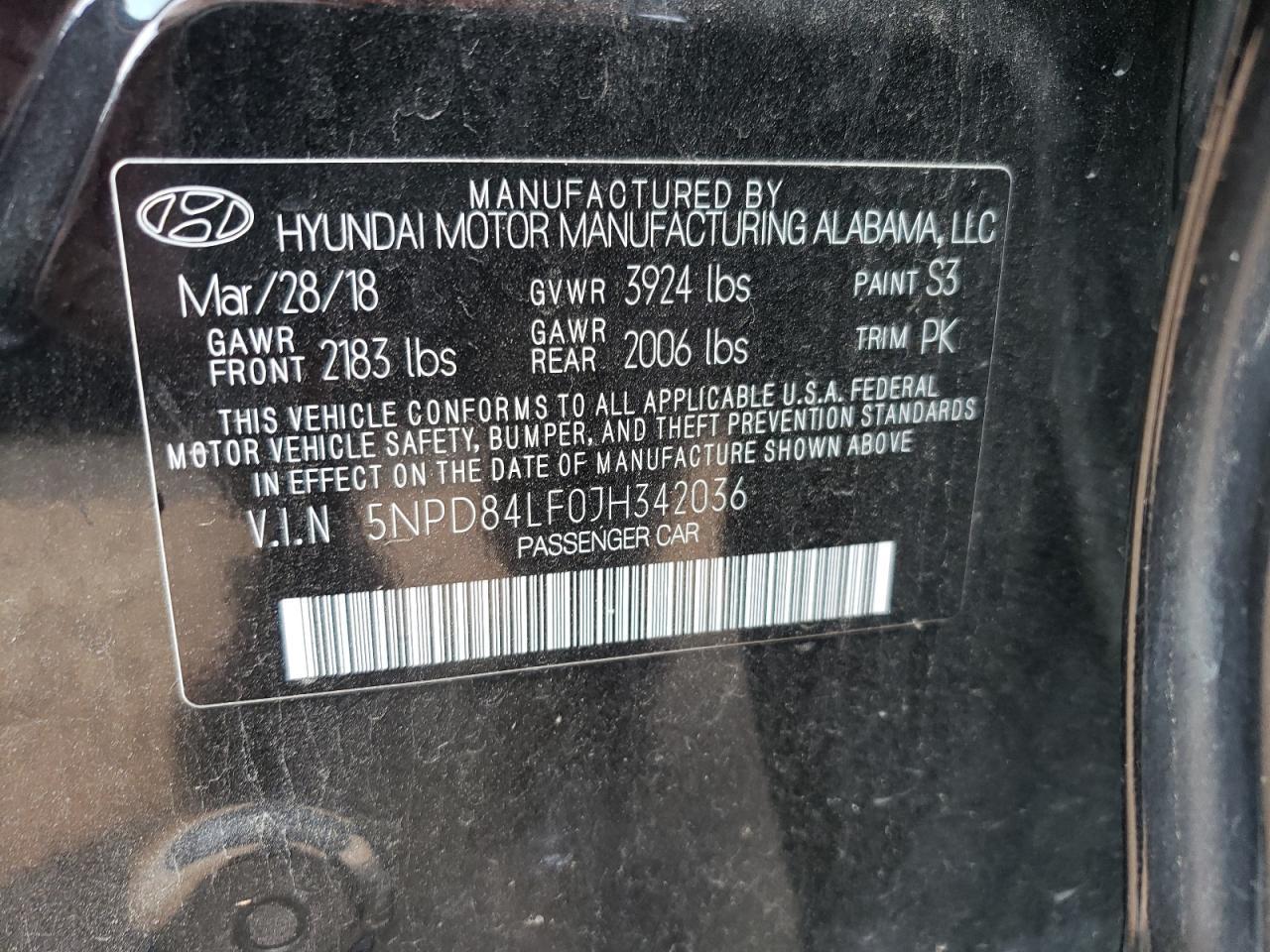 Photo 12 VIN: 5NPD84LF0JH342036 - HYUNDAI ELANTRA 