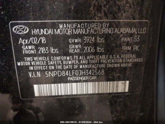 Photo 8 VIN: 5NPD84LF0JH342568 - HYUNDAI ELANTRA 