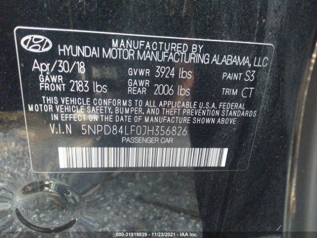 Photo 8 VIN: 5NPD84LF0JH356826 - HYUNDAI ELANTRA 