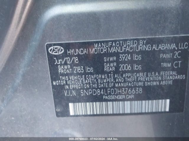 Photo 8 VIN: 5NPD84LF0JH376638 - HYUNDAI ELANTRA 