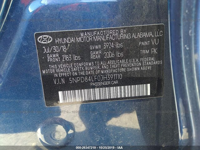 Photo 8 VIN: 5NPD84LF0JH391110 - HYUNDAI ELANTRA 