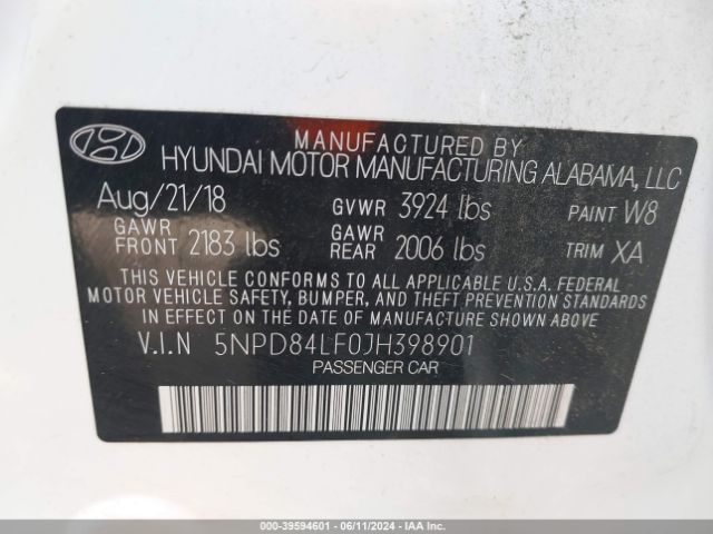 Photo 8 VIN: 5NPD84LF0JH398901 - HYUNDAI ELANTRA 