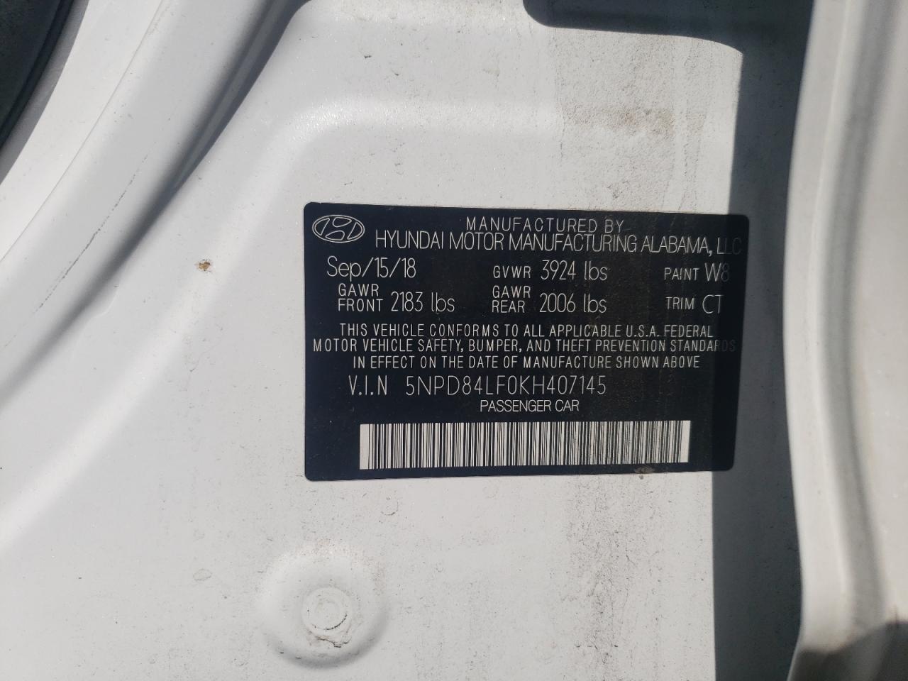 Photo 11 VIN: 5NPD84LF0KH407145 - HYUNDAI ELANTRA 