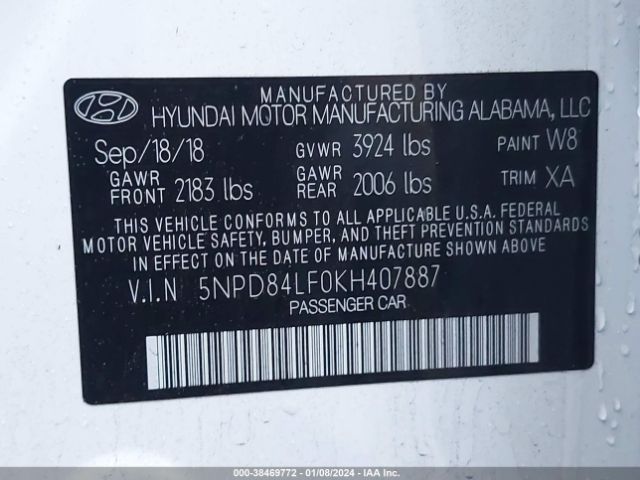 Photo 8 VIN: 5NPD84LF0KH407887 - HYUNDAI ELANTRA 