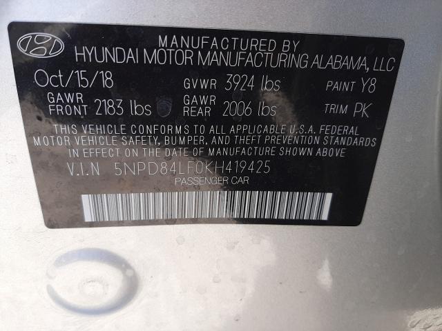 Photo 9 VIN: 5NPD84LF0KH419425 - HYUNDAI ELANTRA SE 