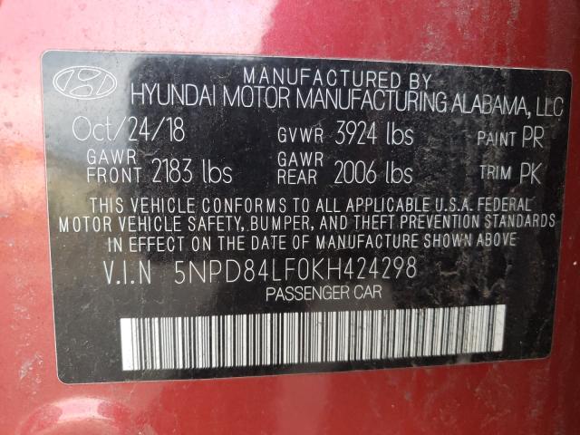 Photo 9 VIN: 5NPD84LF0KH424298 - HYUNDAI ELANTRA SE 