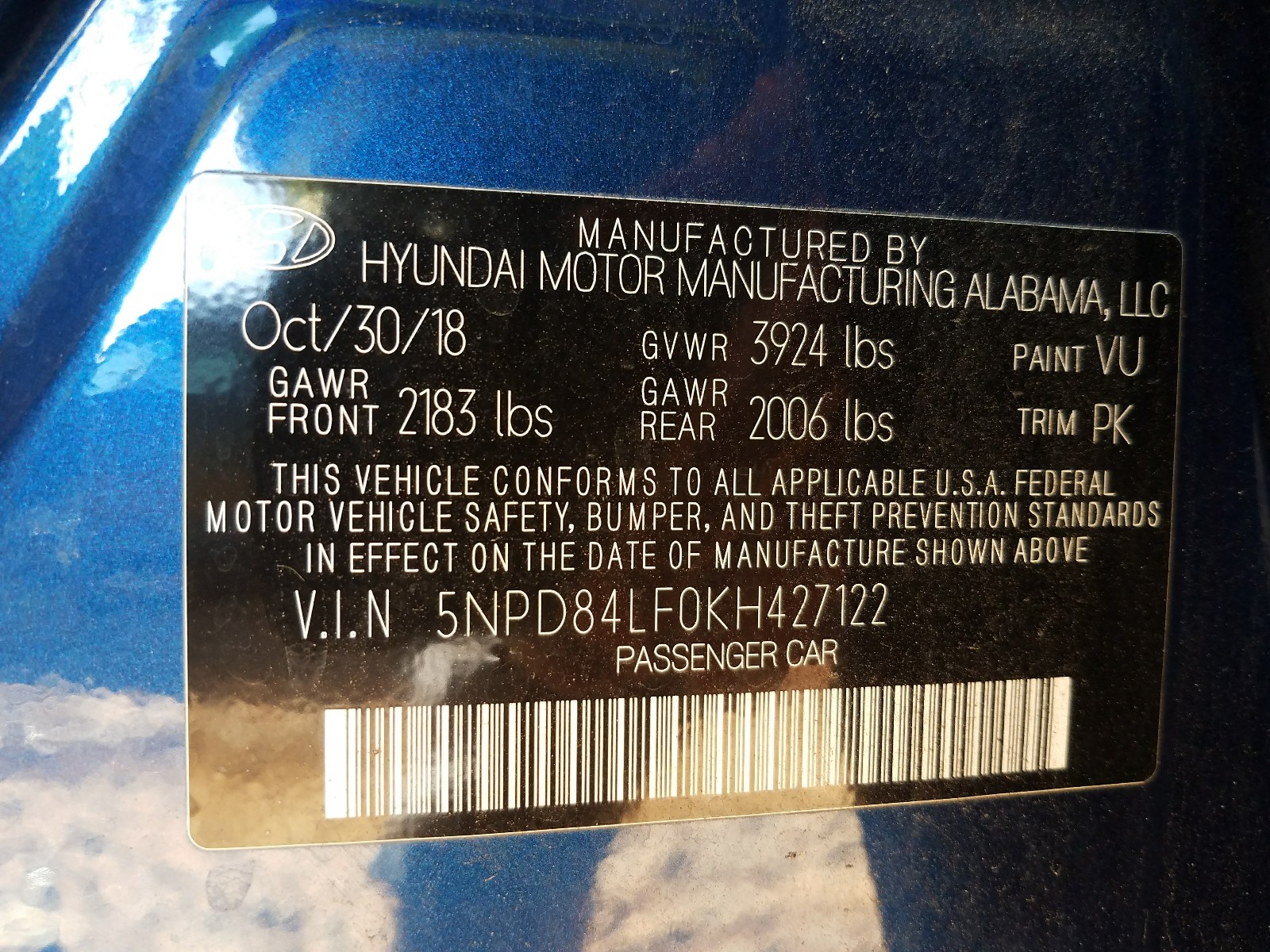 Photo 9 VIN: 5NPD84LF0KH427122 - HYUNDAI ELANTRA SE 