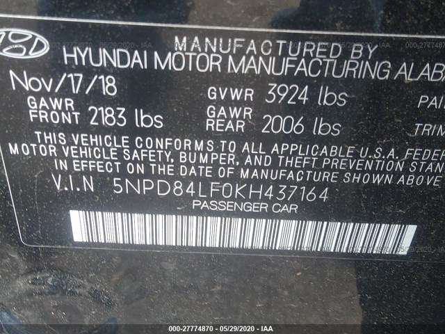 Photo 8 VIN: 5NPD84LF0KH437164 - HYUNDAI ELANTRA 