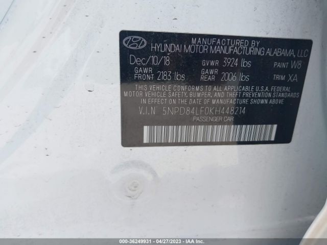 Photo 8 VIN: 5NPD84LF0KH448214 - HYUNDAI ELANTRA 