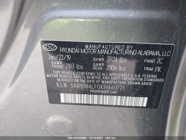 Photo 8 VIN: 5NPD84LF0KH460721 - HYUNDAI ELANTRA 