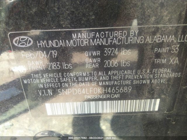 Photo 8 VIN: 5NPD84LF0KH465689 - HYUNDAI ELANTRA 